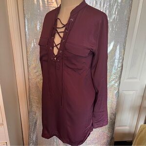 Purple Lace-Up Blouse